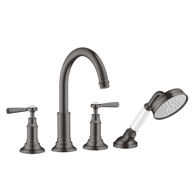 Roman Tub Trim Montreux Deck Mount with Handshower 2 Lever Brushed Black Chrome WaterSense 8 Inch Spread 4 Hole 5.28 Gallons per Minute for Requires Rough 13444181 - Image 1