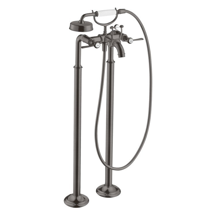 Tub Filler Trim Montreux Freestanding with Handshower 2 Lever Brushed Black Chrome 8 Inch Spread 4.76 GPM - Image 1