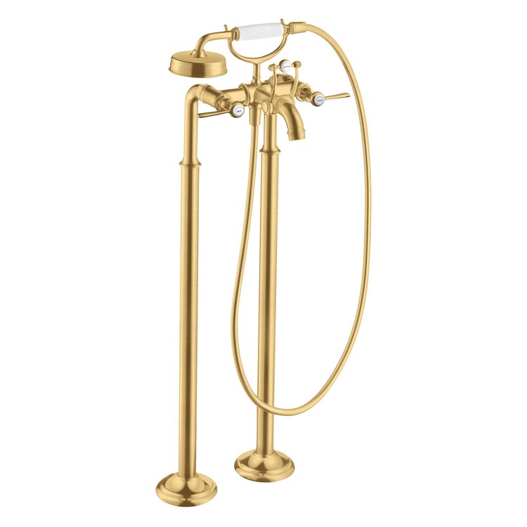 Tub Filler Trim Montreux Freestanding with Handshower 2 Lever Brushed Gold Optic 8 Inch Spread 4.76 GPM - Image 1