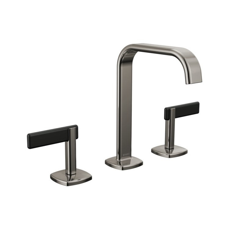 Lavatory Faucet Allaria Widespread 6 to 16 Inch Spread Less Handle ADA WaterSense Brilliance Black Onyx 1.2 Gallons per Minute Deck Square Less Drain 3 Hole