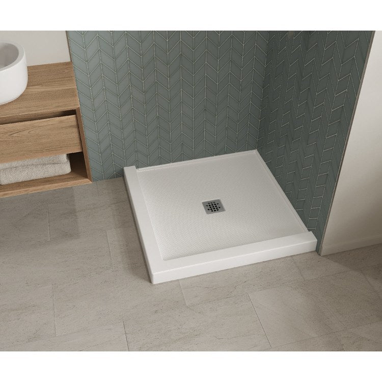 Shower Base B3X Corner Left or Right Stabili-T White 36 x 36 Inch Acrylic Center Drain - Image 2