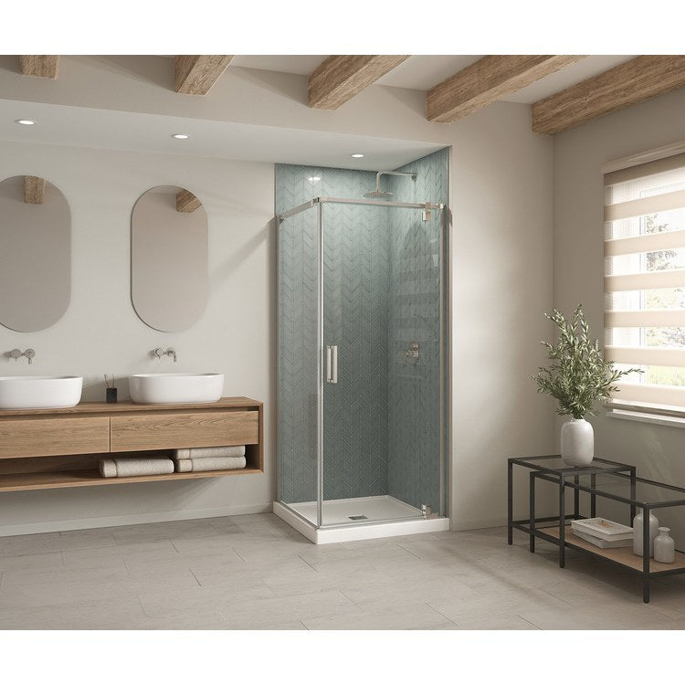 Shower Base B3X Corner Left or Right Stabili-T White 36 x 36 Inch Acrylic Center Drain - Image 1