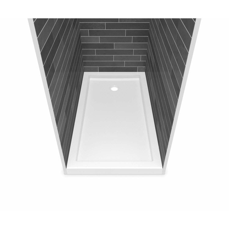 Shower Base B3 Alcove Deep White 60 x 30 Inch Acrylic Round Rear Drain - Image 1
