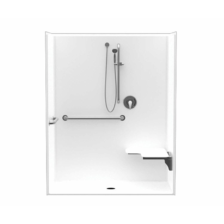 Shower MXQSI-6233-BF 0.75 IN Alcove 1 Piece White 62 x 32 Inch AcrylX Right Seat Center Drain