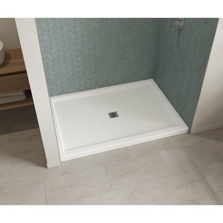 Shower Base B3 Alcove White 60 x 42 Inch Acrylic Square Center Drain - Image 2