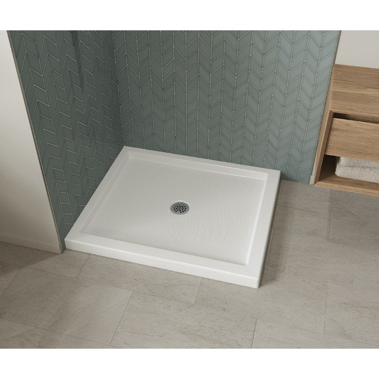 Shower Base B3 Corner Left Stabili-T White 48 x 32 Inch Acrylic Round Center Drain - Image 2