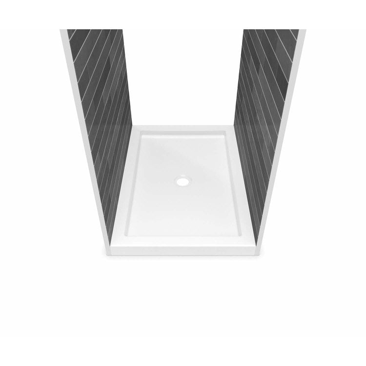 Shower Base B3 Tunnel White 48 x 32 Inch Acrylic Round Center Drain - Image 1