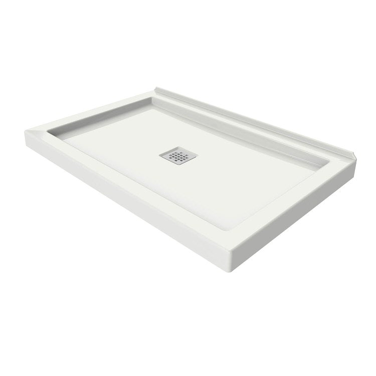 Shower Base B3 Wall Mounted White 48 x 34 Inch Acrylic Square Center Drain - Image 2