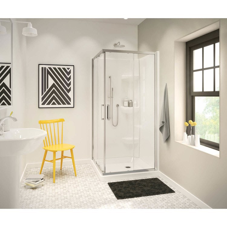 Shower Base Square Corner Left or Right White 32 x 32 Inch Acrylic Corner Drain - Image 1