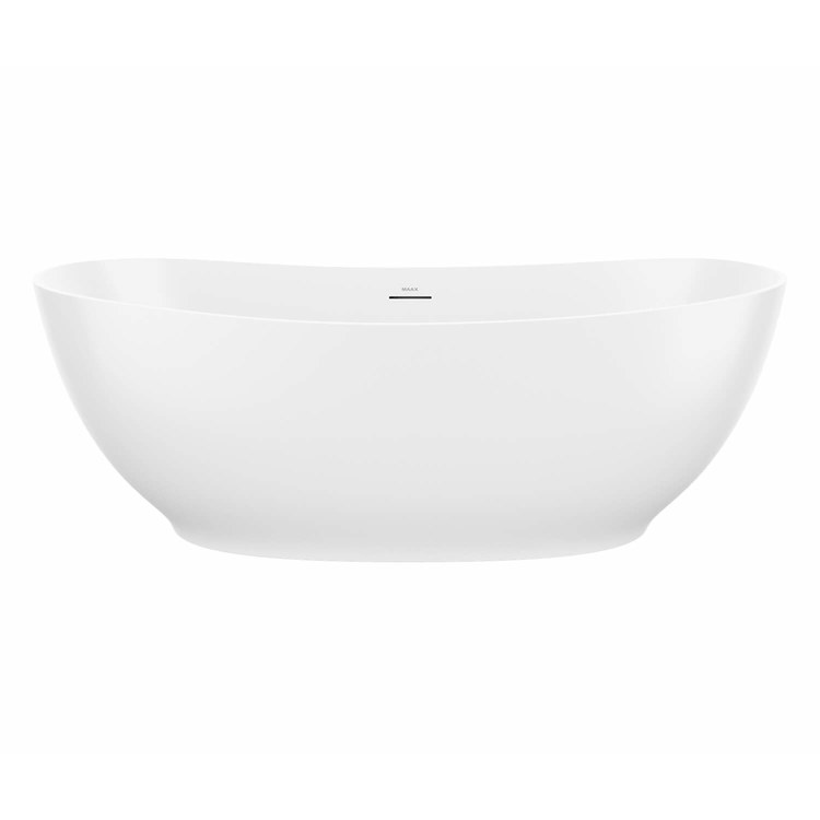 Freestanding Tub Valentina 66-7/8 x 31-1/2 x 23-1/2 Inch 1 Piece Center Drain Matte White Oval - Image 2
