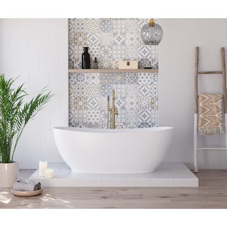 Freestanding Tub Valentina 66-7/8 x 31-1/2 x 23-1/2 Inch 1 Piece Center Drain Matte White Oval - Image 1