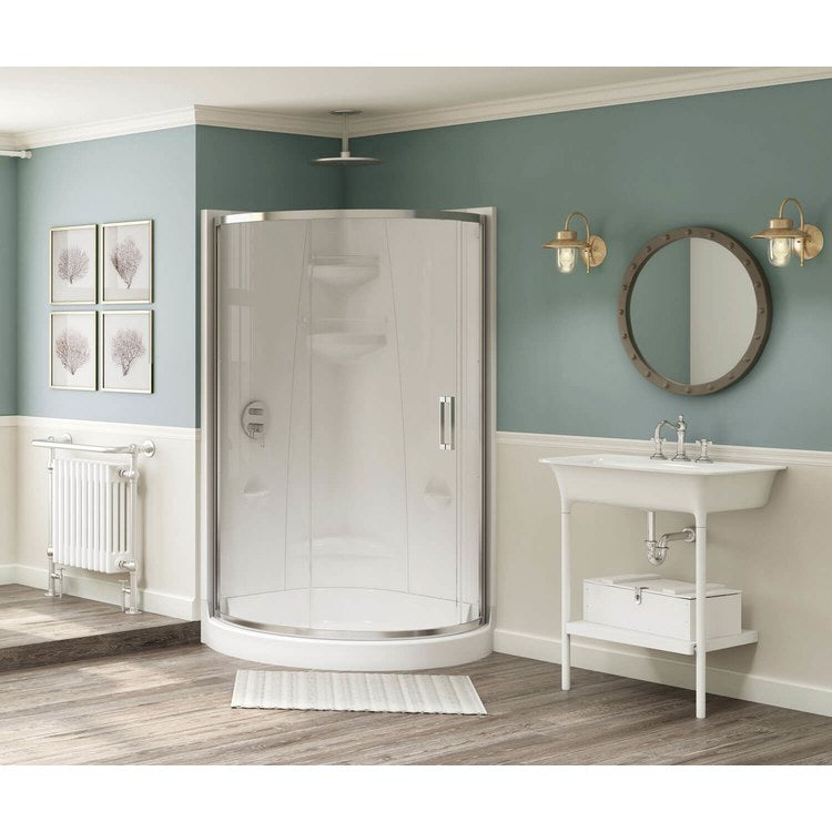 Shower Freestyle Corner Round 2 Piece White 40 x 40 Inch Acrylic Center Seat Center Drain 39-1/2 Inch
