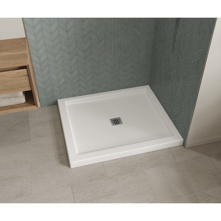 Shower Base B3 Corner Right White 42 x 36 Inch Acrylic Square Center Drain - Image 2