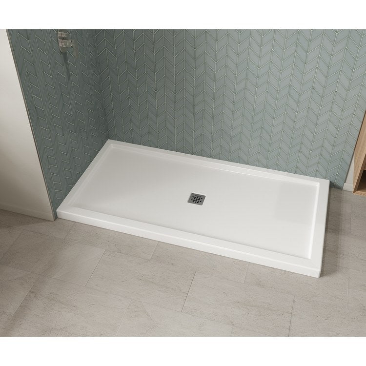 Shower Base B3 Corner Left White 72 x 36 Inch Acrylic Square Center Drain - Image 2
