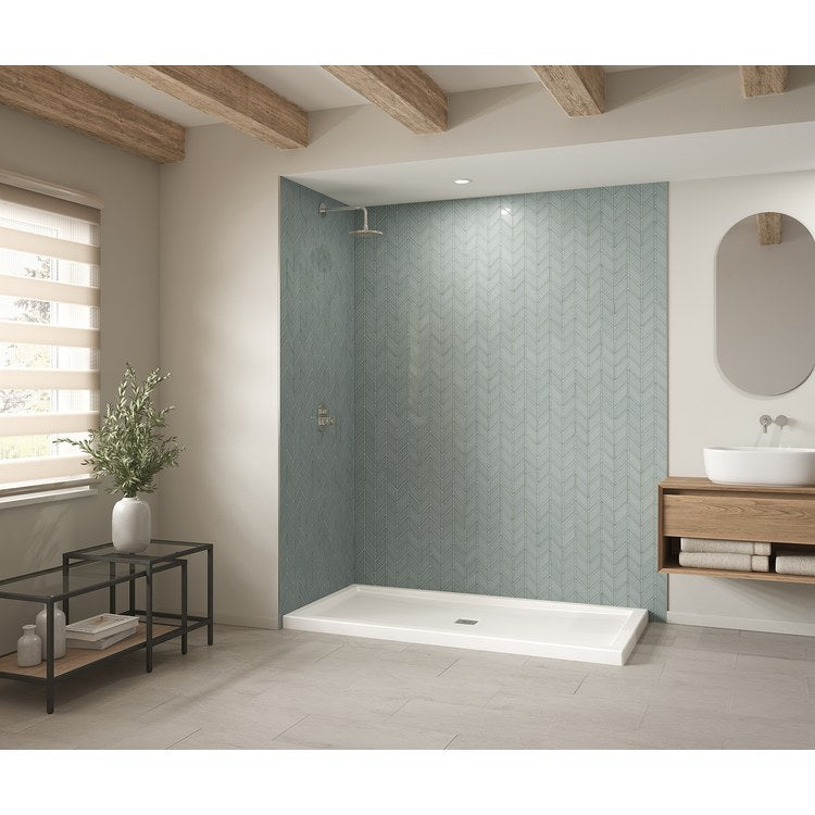 Shower Base B3 Corner Left White 72 x 36 Inch Acrylic Square Center Drain - Image 1