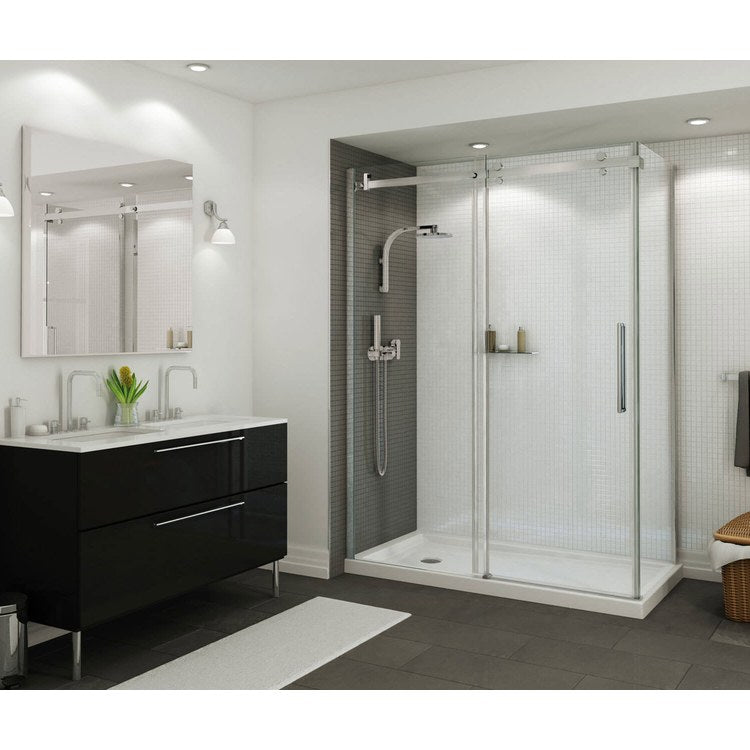 Shower Base B3 Corner Left Stabili-T White 60 x 34 Inch Acrylic Round Center Drain - Image 1