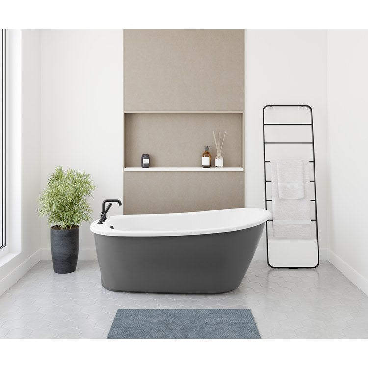 Freestanding Tub Sax 60 x 32 x 24-7/8 Inch 2 Piece Thunder Gray End Drain Oval - Image 1