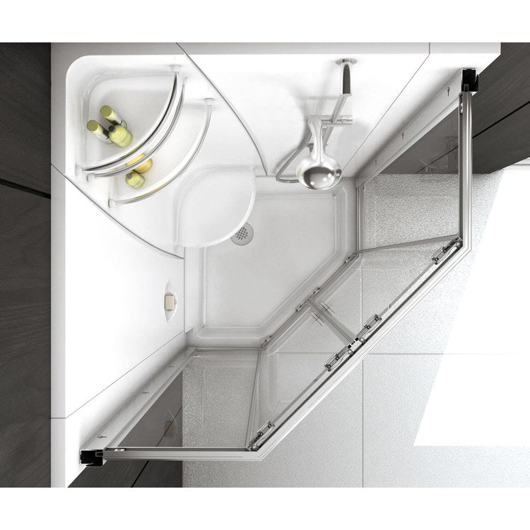Shower Freestyle Neo-Angle Corner 1 Piece White 37 x 37 Inch Acrylic Center Footrest Center Drain 36-1/2 Inch - Image 2