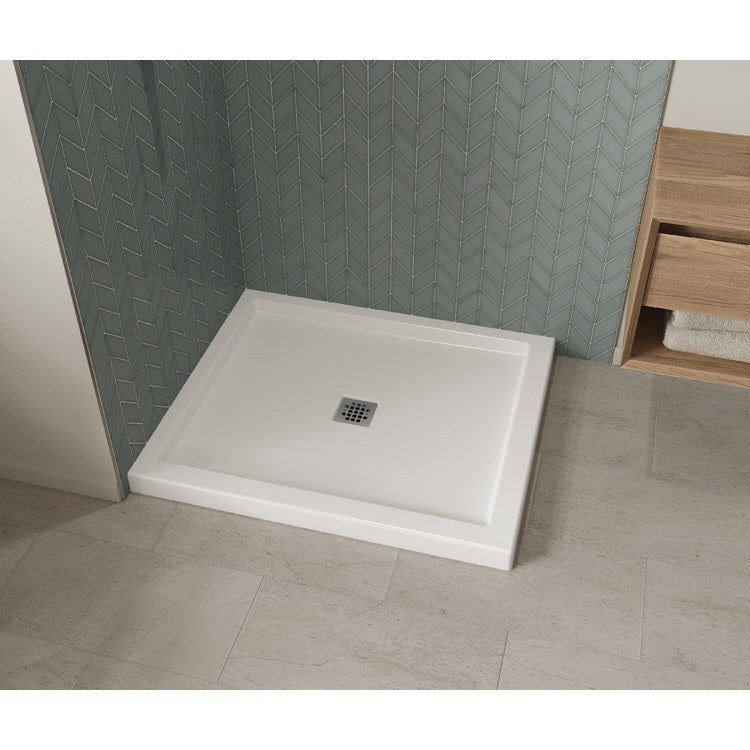 Shower Base B3X Corner Left White 42 x 36 Inch Acrylic Center Drain - Image 2