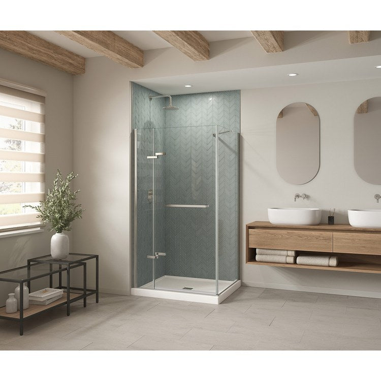 Shower Base B3X Corner Left White 42 x 36 Inch Acrylic Center Drain - Image 1