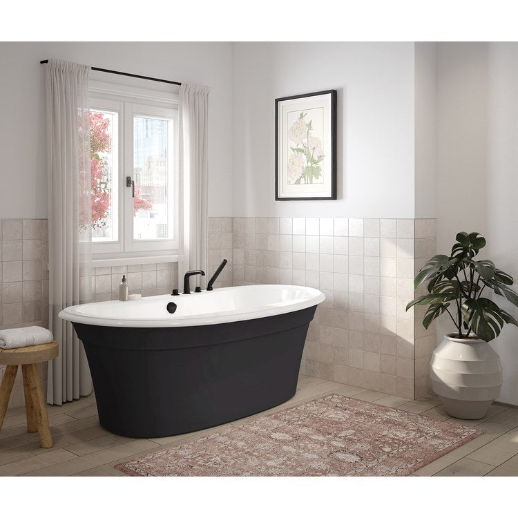 Freestanding Tub Ella Sleek 66 x 36 x 24 Inch 2 Piece Black Center Drain Oval - Image 1