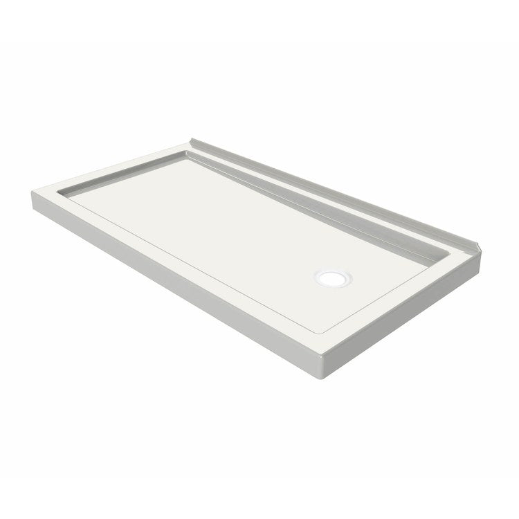 Shower Base B3 Wall Mounted White 60 x 30 Inch Acrylic Round Right Drain - Image 2