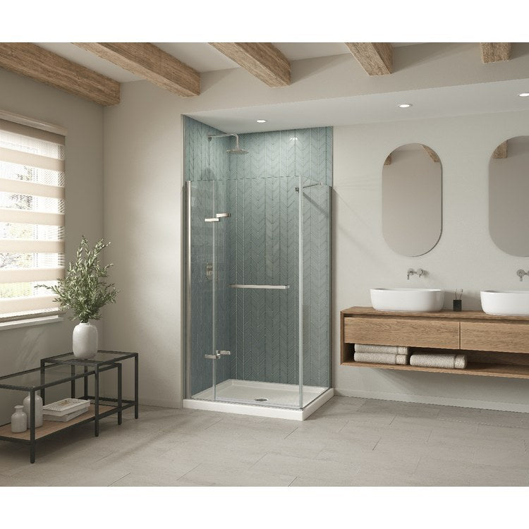 Shower Base B3 Corner Left Stabili-T White 48 x 34 Inch Acrylic Round Center Drain - Image 1