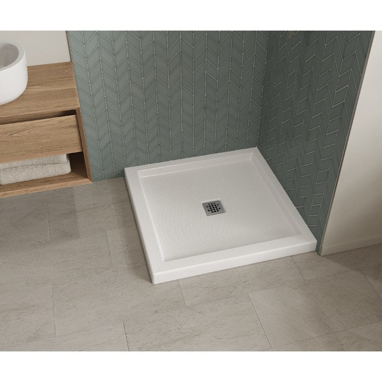 Shower Base B3 Corner Left or Right Stabili-T White 36 x 36 Inch Acrylic Square Center Drain - Image 3