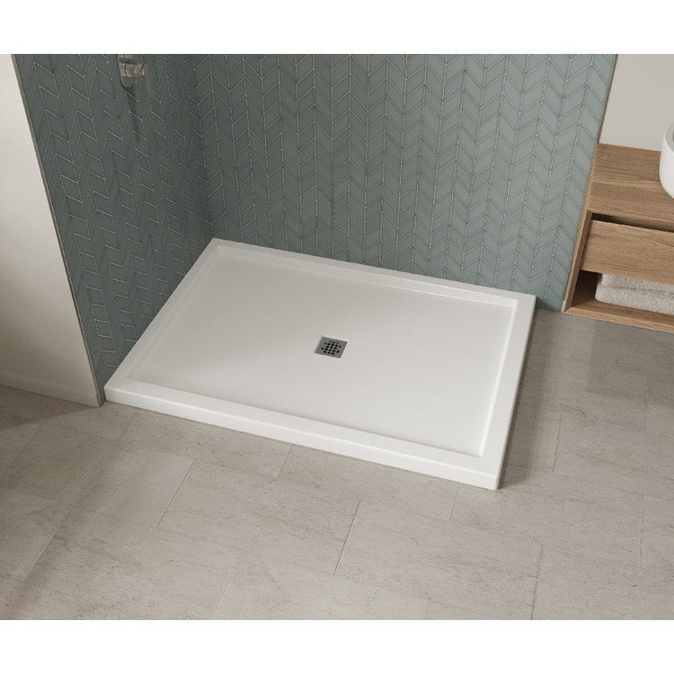 Shower Base B3 Corner Left White 60 x 42 Inch Acrylic Square Center Drain - Image 2