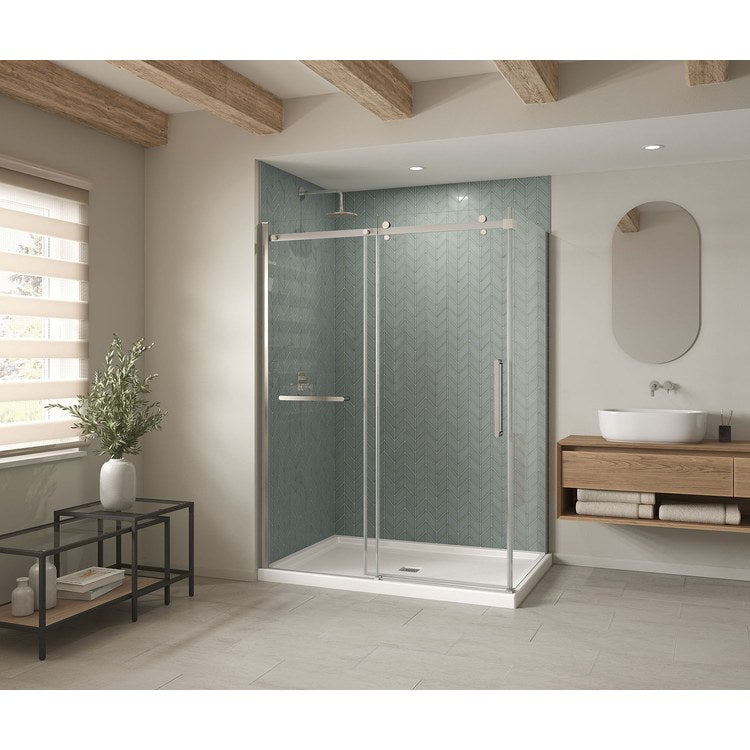 Shower Base B3 Corner Left White 60 x 42 Inch Acrylic Square Center Drain - Image 1