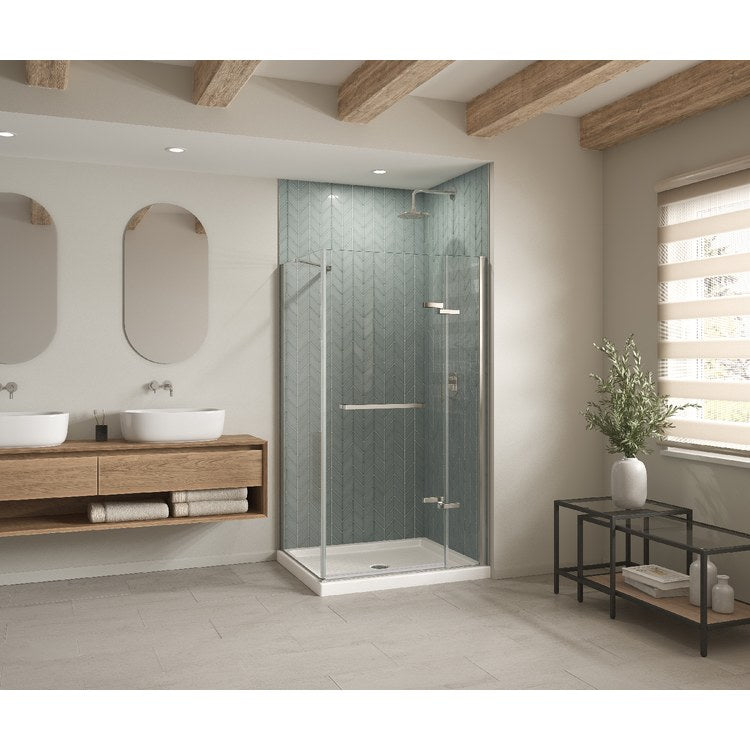 Shower Base B3 Corner Right Stabili-T White 48 x 32 Inch Acrylic Round Center Drain - Image 1