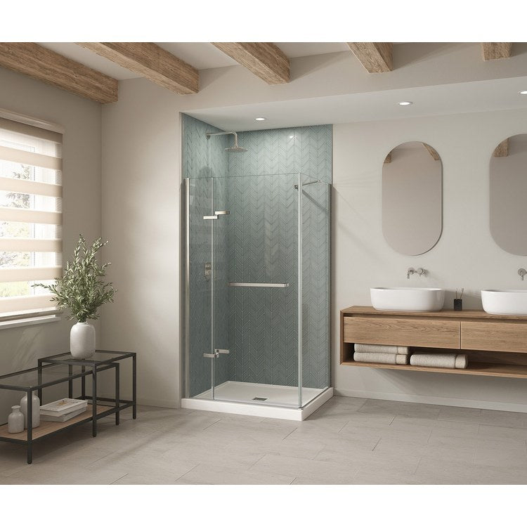 Shower Base B3X Corner Left Stabili-T White 42 x 36 Inch Acrylic Center Drain - Image 1