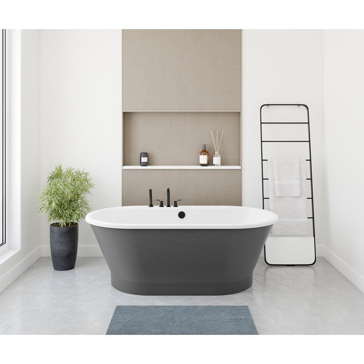 Freestanding Tub Brioso 66 x 36 x 23 Inch 2 Piece Thunder Gray Center Drain Oval - Image 1