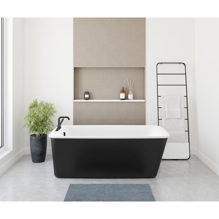 Freestanding Tub Lounge 64 x 34 Inch 2 Piece Black End Rectangle - Image 1