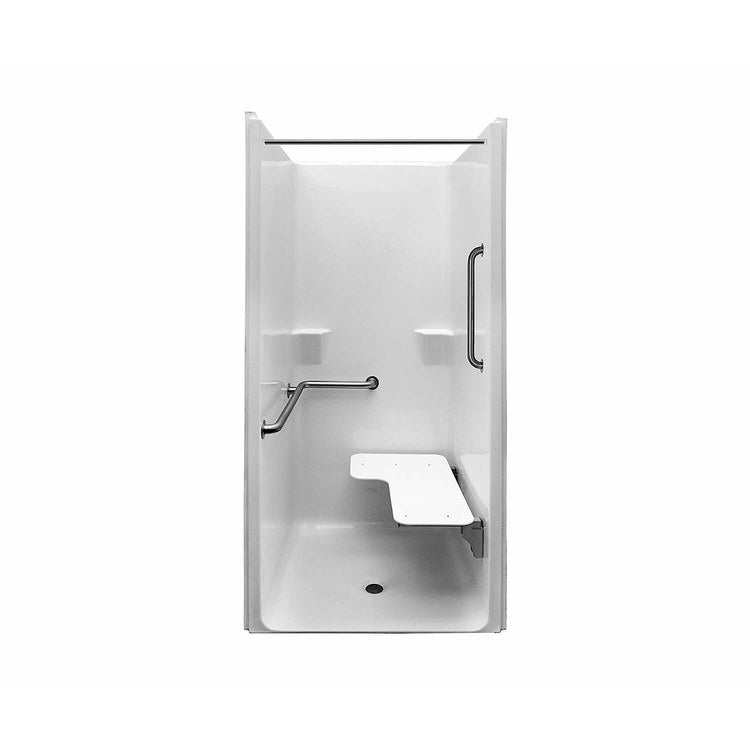 Shower MXQSI-3682-BF 0.625 IN RRF Alcove 1 Piece White 42 x 37 Inch ADA AcrylX Left Valve Wall Right Hand Seat