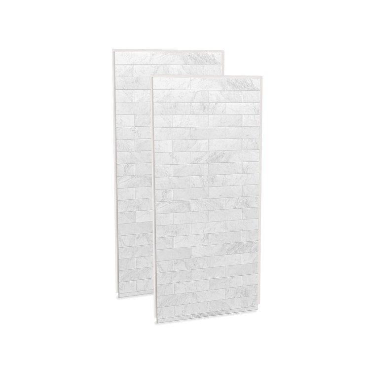 Shower Wall Utile 2 Piece Corner Marble 36 x 1-1/8 x 80 Inch Carrara Composite for Direct to Stud 36x1-1/8x80 Inch - Image 2