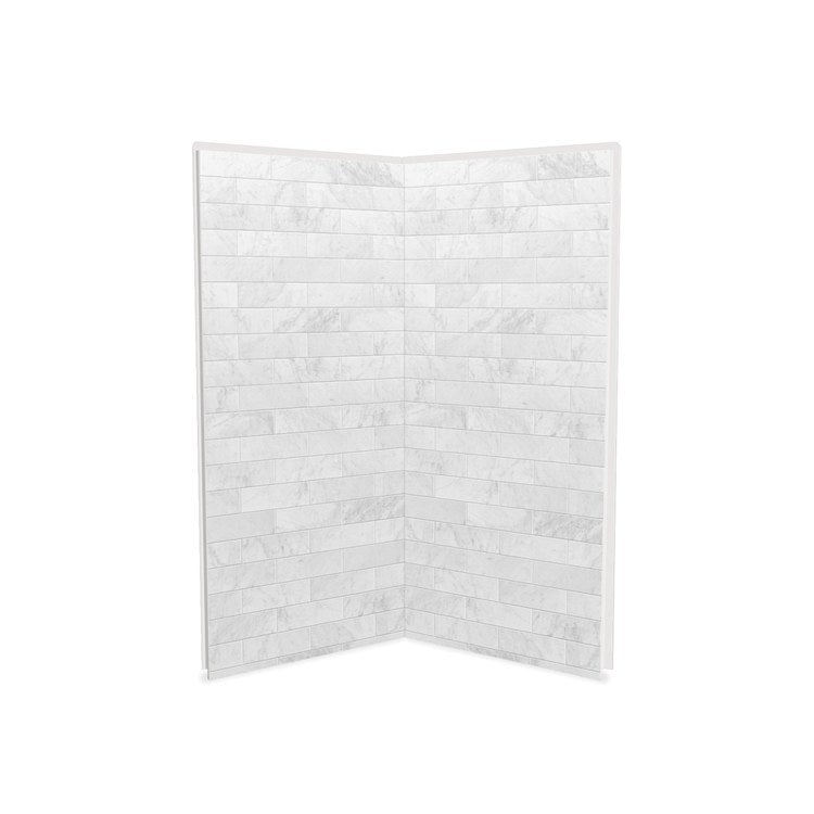 Shower Wall Utile 2 Piece Corner Marble 36 x 1-1/8 x 80 Inch Carrara Composite for Direct to Stud 36x1-1/8x80 Inch - Image 1