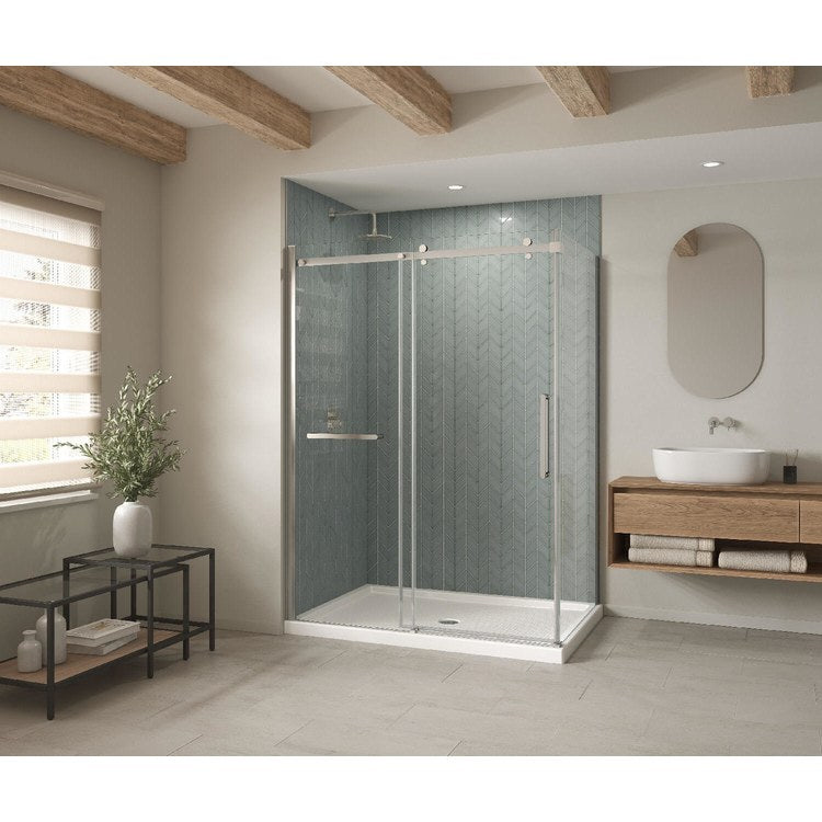 Shower Base B3 Corner Left Stabili-T White 60 x 42 Inch Acrylic Round Center Drain - Image 1