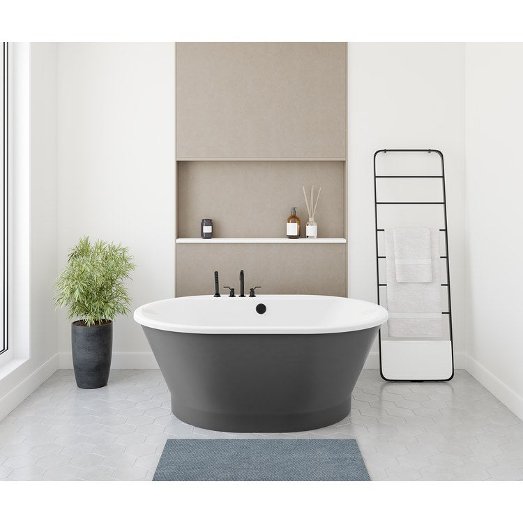 Freestanding Tub Brioso 60 x 42 x 23 Inch 2 Piece Thunder Gray Center Drain Oval - Image 1