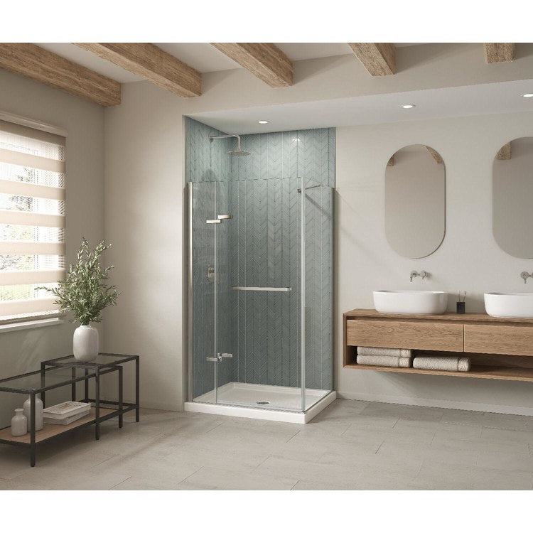 Shower Base B3 Corner Left Stabili-T White 42 x 36 Inch Acrylic Round Center Drain - Image 1
