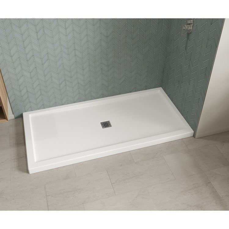 Shower Base B3 Corner Right White 72 x 36 Inch Acrylic Square Center Drain - Image 2