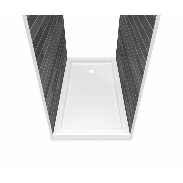 Shower Base B3 Tunnel White 60 x 36 Inch Acrylic Round Rear Drain - Image 1