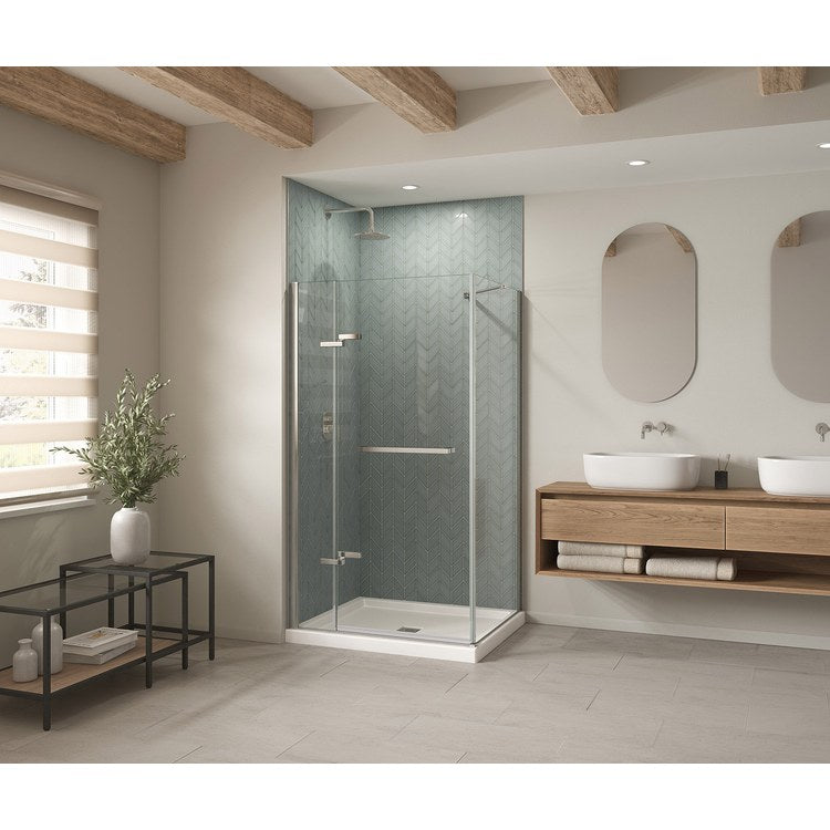 Shower Base B3 Corner Left Stabili-T White 42 x 36 Inch Acrylic Square Center Drain - Image 1