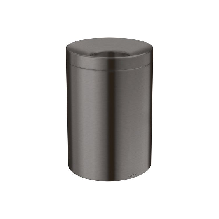 Waste Basket Universal Circular with Lid and Removable Insert 7-1/8 x 10-1/2 Inch Brushed Black Chrome Metal