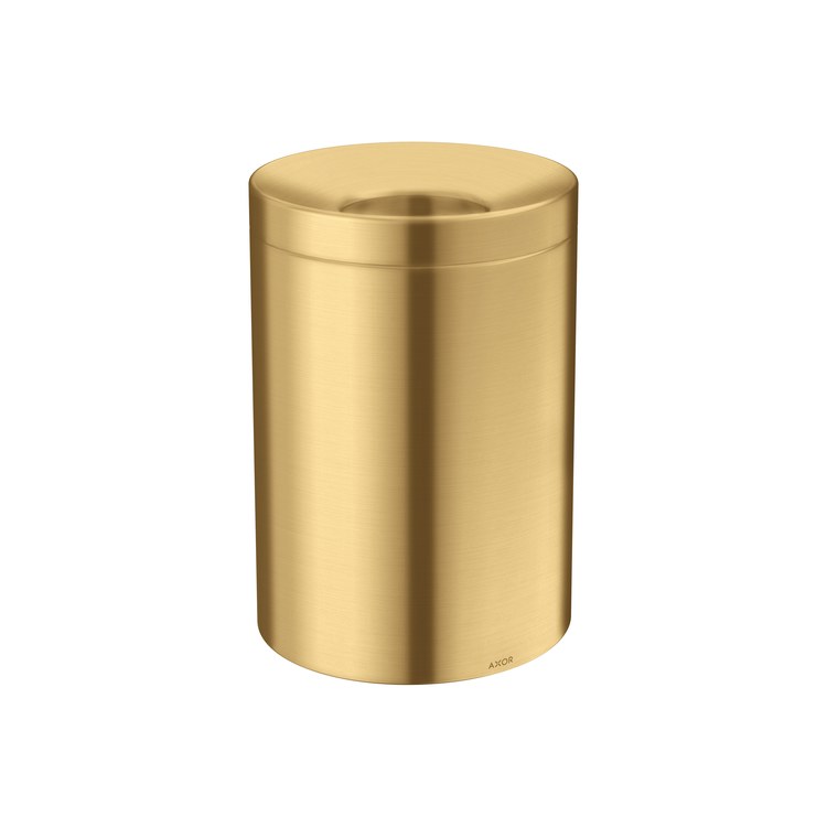 Waste Basket Universal Circular with Lid and Removable Insert 7-1/8 x 10-1/2 Inch Brushed Gold Optic Metal