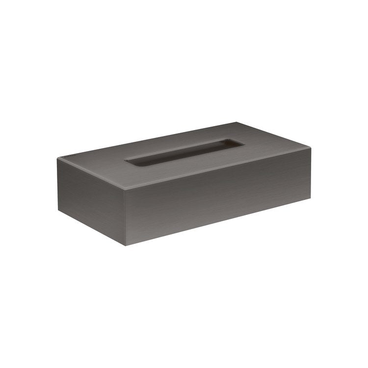 Tissue Box Cover Universal Circular Metal/Plastic Brushed Black Chrome Wall Mount