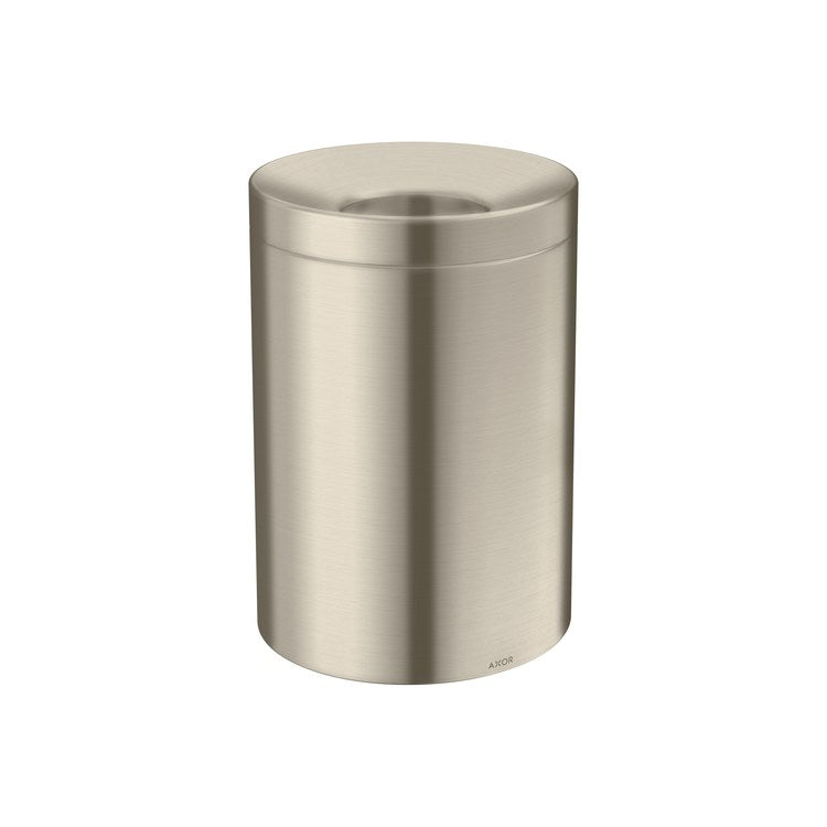Waste Basket Universal Circular with Lid and Removable Insert 7-1/8 x 10-1/2 Inch Brushed Nickel Metal