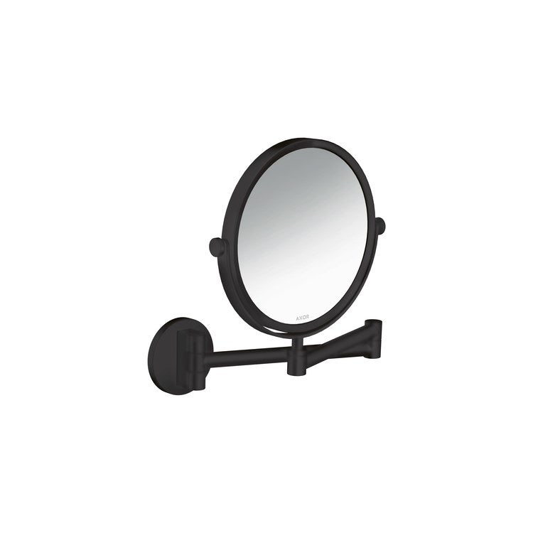 Shaving Mirror Universal Circular 7-5/8 Inch Matte Black Pull-Out Swivel Round Glass/Metal - Image 1