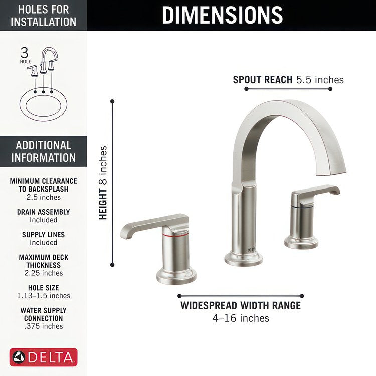 Tetra Two Handle Widespread Bathroom Sink Faucet with Lever Handles and Lumicoat - Image 2