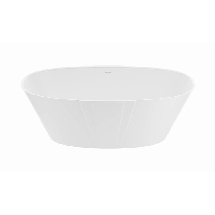 Soaking Tub Magda 65.75 x 35.25 Inch Freestanding Rear Center Drain Gloss White Mineral Composite